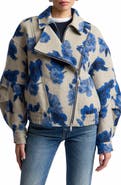 Avec Les Filles Floral Jacquard Layered Bomber Jacket