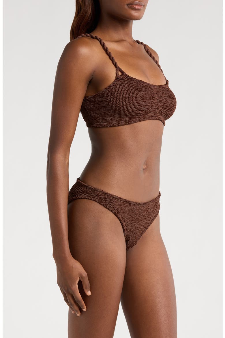 Phoebe Textured Two-Piece Swimsuit, Alternate, color, METALLIC CHOCOLATE