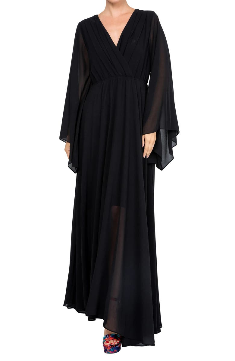 MEGHAN LA Sunset Long Sleeve Maxi Dress, Main, color, Black