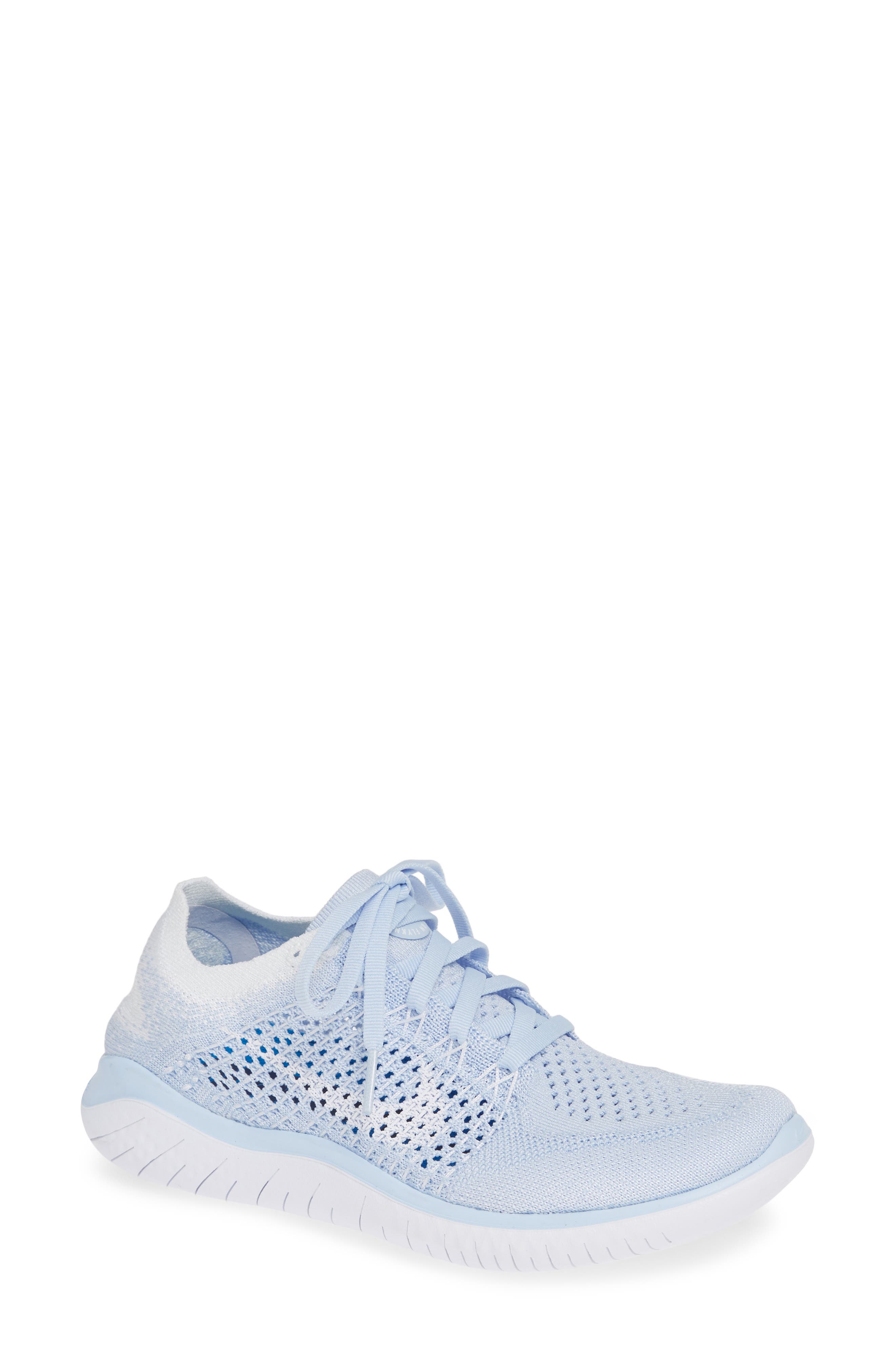 Free RN Flyknit 2018 Running Shoe, Main, color, HYDROGEN BLUE/ WHITE/ WHITE
