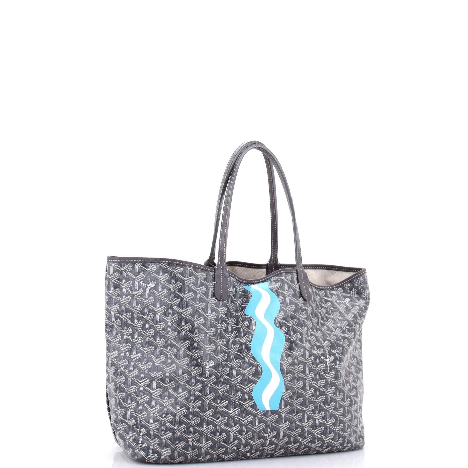 Pre-Owned Goyard Artois Tote Printed Coated Canvas MM, Alternate, color, Blue