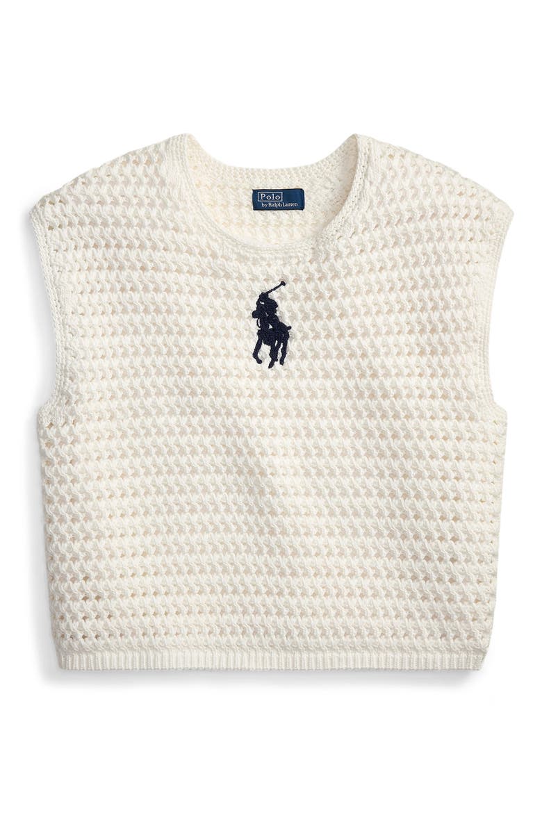 Big Pony Cotton Sweater Vest, Alternate, color, WHITE