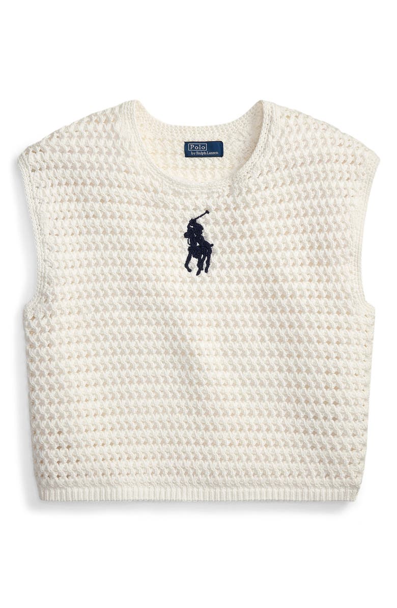 Polo Ralph Lauren Big Pony Cotton Sweater Vest, Alternate, color, White