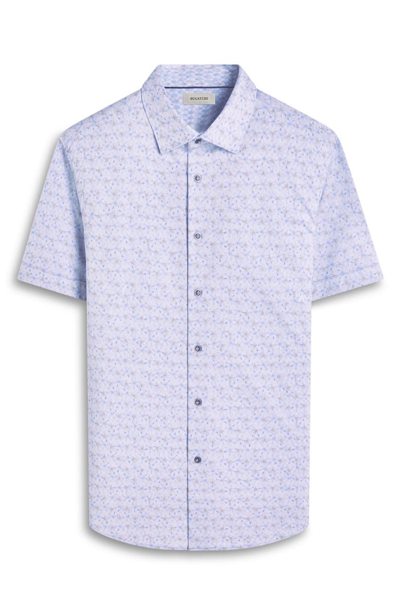Bugatchi Myron OoohCotton<sup>®</sup> Print Short Sleeve Button-Up Shirt, Alternate, color, Air Blue