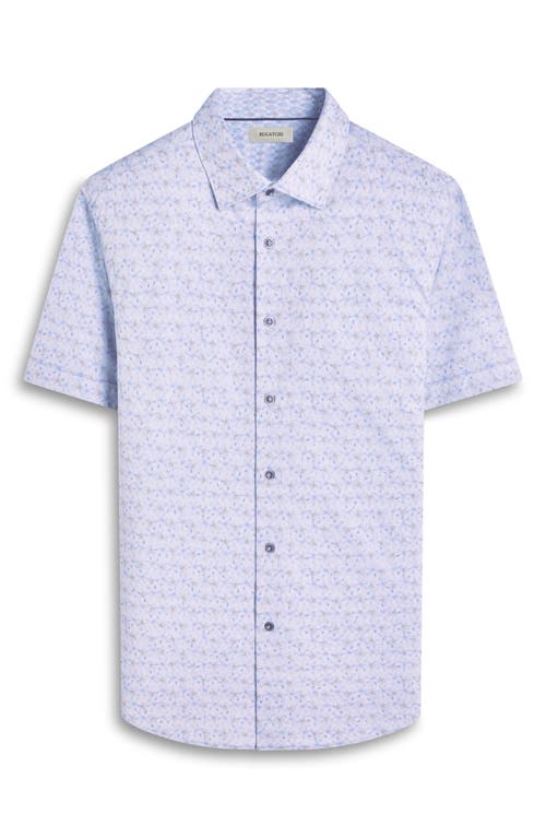 Bugatchi Myron Ooohcotton® Print Short Sleeve Button-up Shirt In Air Blue