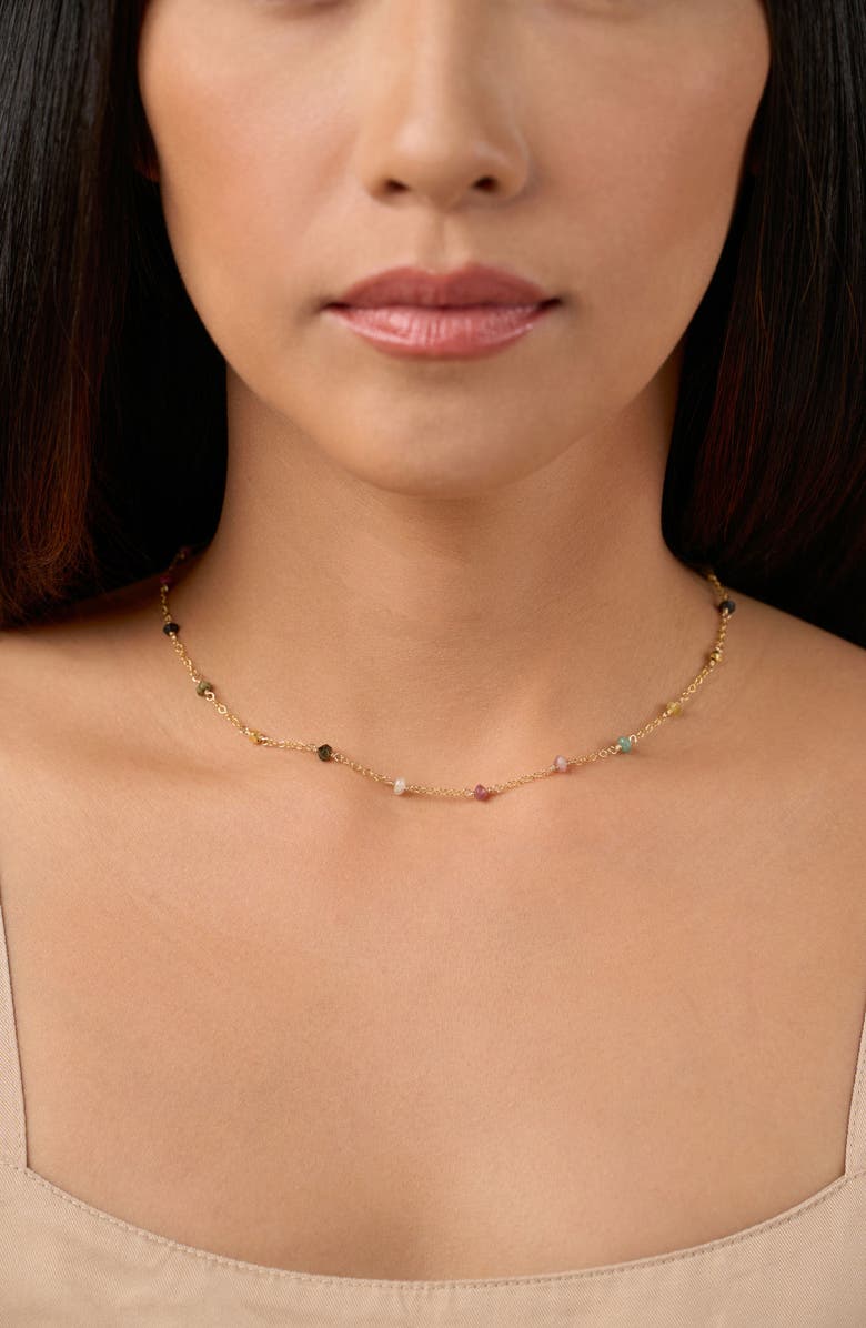Kiara by Ki-Ele Leah Rainbow Tourmaline Choker, Alternate, color, Gold