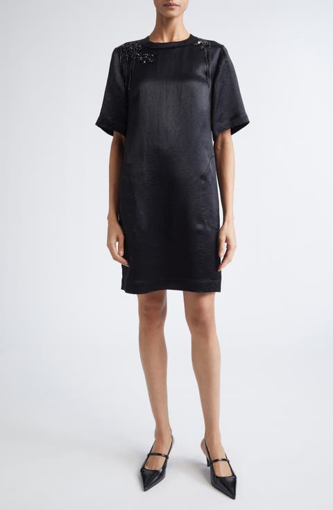 Embellished Washed Twill Minidress