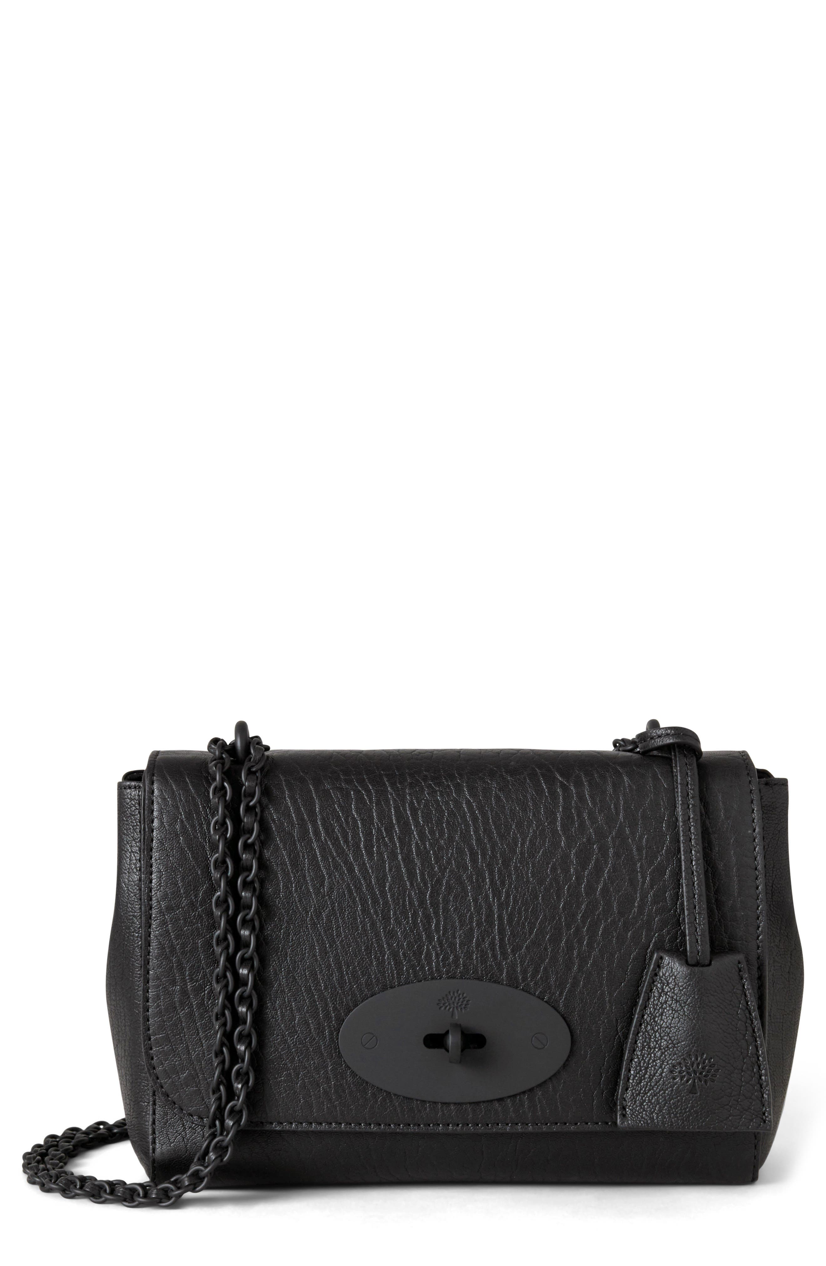 Mulberry Lily Grained Leather Shoulder Bag, Main, color, Black-Black