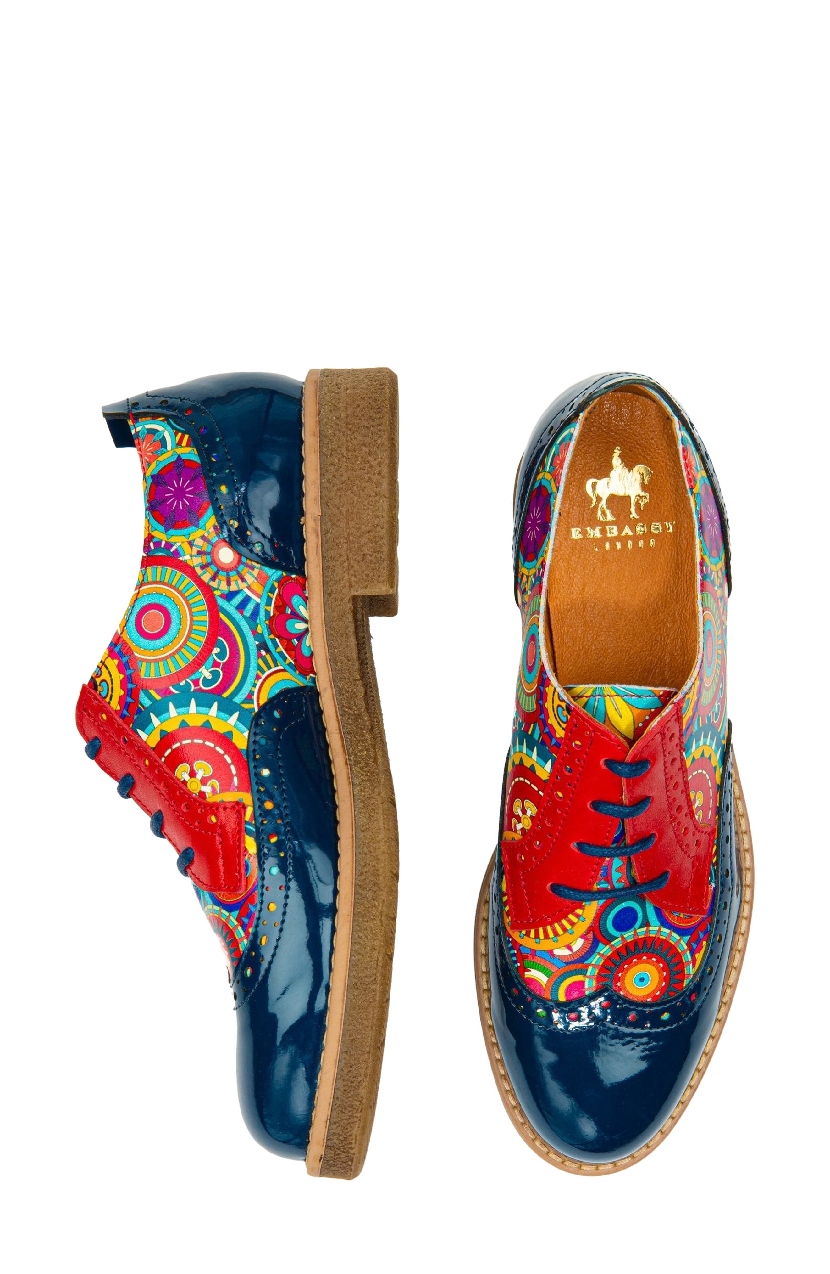 Lace-Up Water Resistant Brogue Oxfords, Alternate, color, BLUE