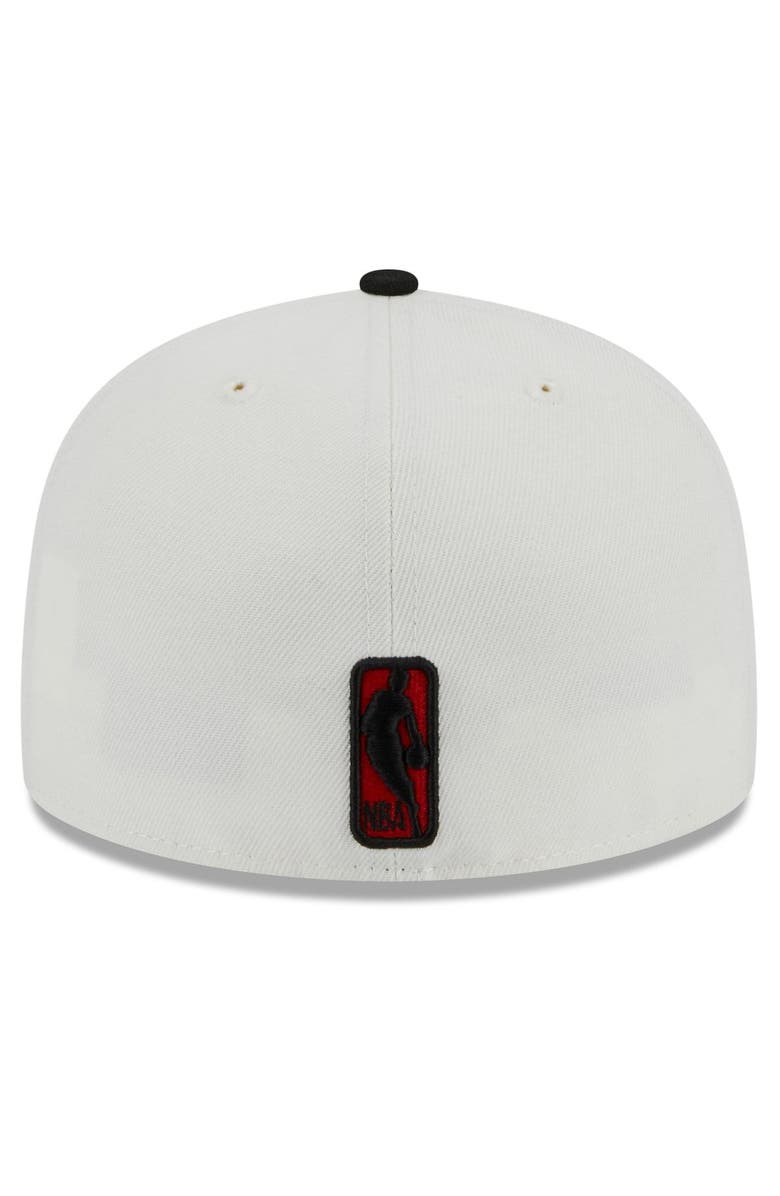 New Era Men's New Era Cream/Black Portland Trail Blazers Retro City Conference Side Patch 59FIFTY Fitted Hat, Alternate, color,