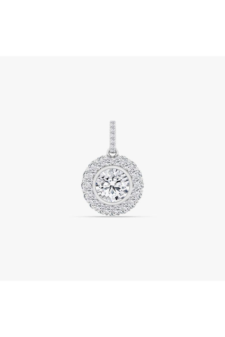 Round Pavé Domed Lab Diamond Pendant in 14K, Main, color, White Gold