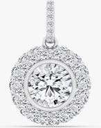 Everlee Round Pavé Domed Lab Diamond Pendant in 14K