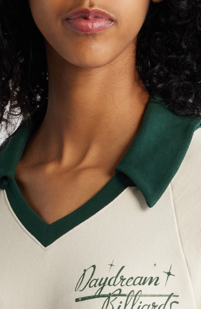 Daydreamer That's Your Cue Johnny Collar Graphic Sweatshirt, Alternate, color,