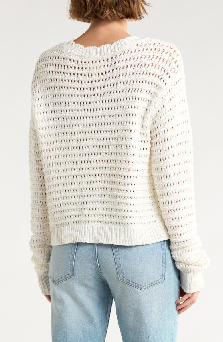 Lucky Brand Scallop Pointelle Cardigan, Alternate, color, Tofu