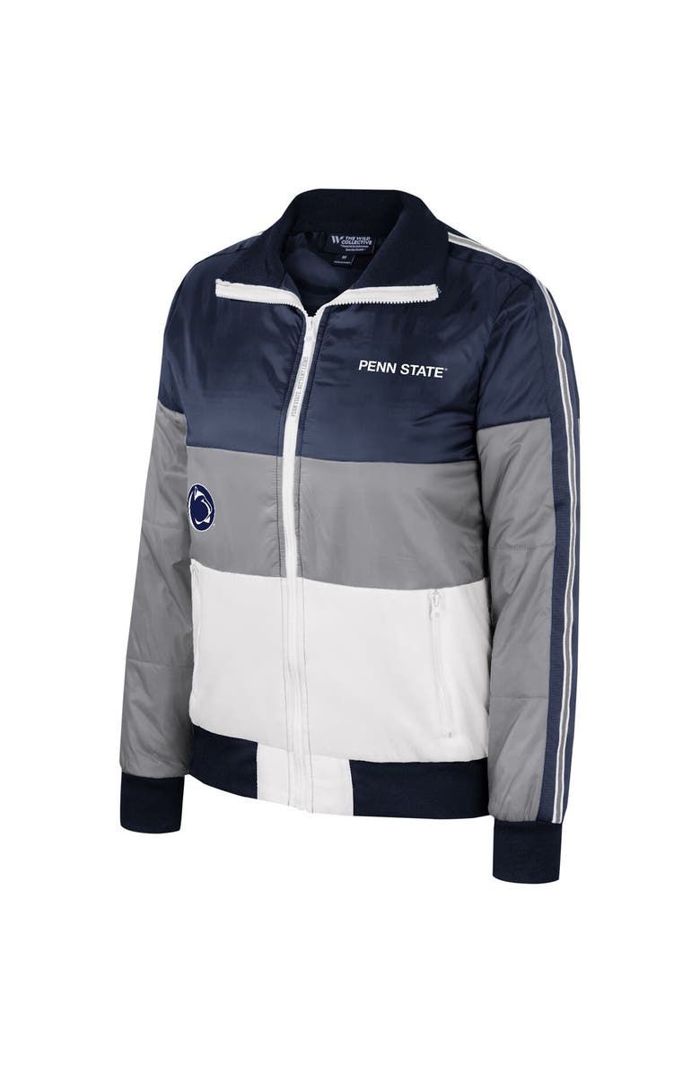 THE WILD COLLECTIVE Women's The Wild Collective Gray Penn State Nittany Lions Color-Block Puffer Full-Zip Jacket, Alternate, color, Gray