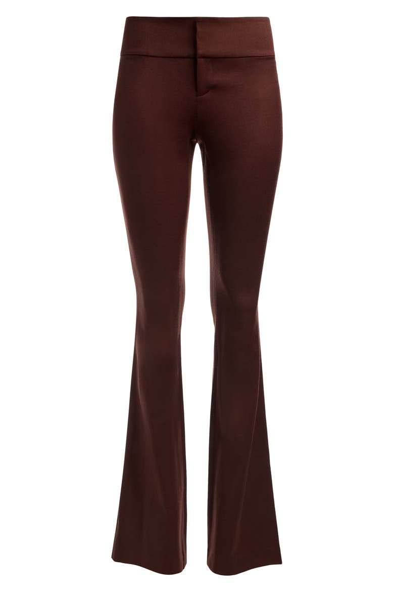 Olivia Satin Flare Wool Blend Pants, Alternate, color, DARK CHOCOLATE