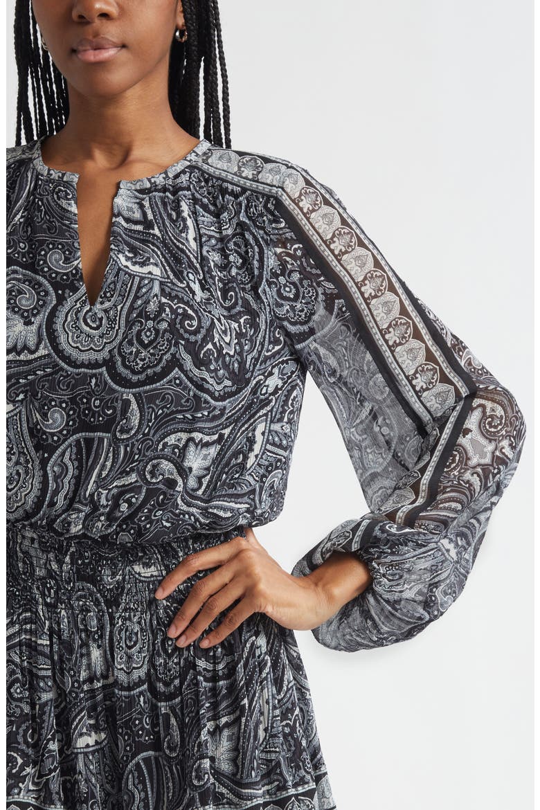 Maricela Paisley Long Sleeve Minidress, Alternate, color, BLACK PAISLEY