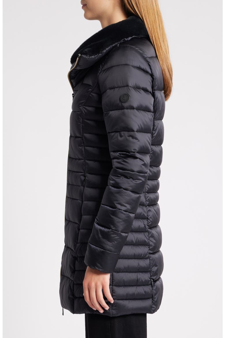 Caroline Water Resistant Coat with Faux Fur Lining, Alternate, color, BLACK
