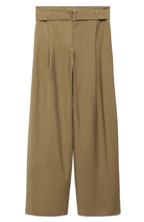 Mango Paperbag Waist Pants In Brown