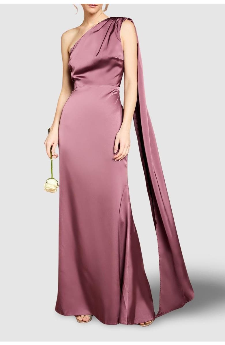 Coast One Shoulder Maxi Dress, Alternate, color, Dark Mauve