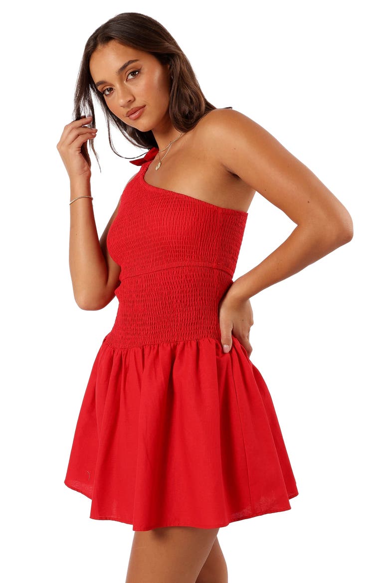 Allison One-Shoulder Cotton Minidress, Alternate, color, RED