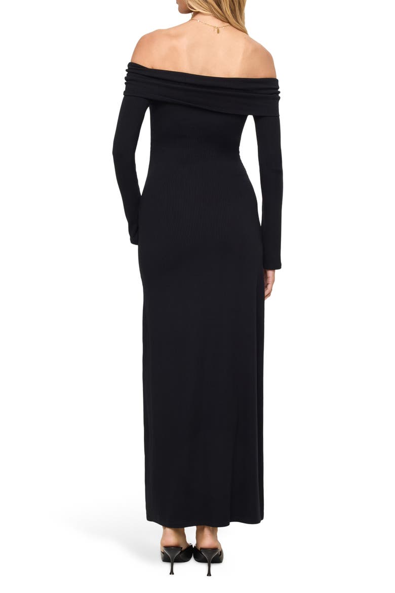 Carrie Long Sleeve Off the Shoulder Cover-Up Maxi Dress, Alternate, color, BLACK