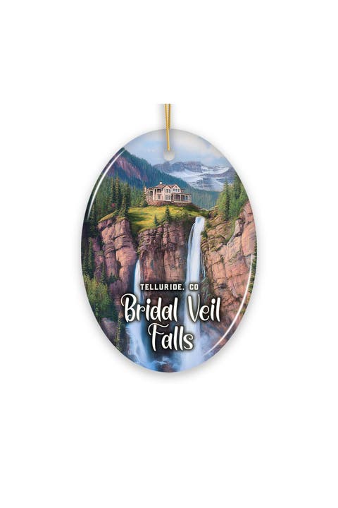 Telluride Colorado Waterfall Adventure Oval Ornament