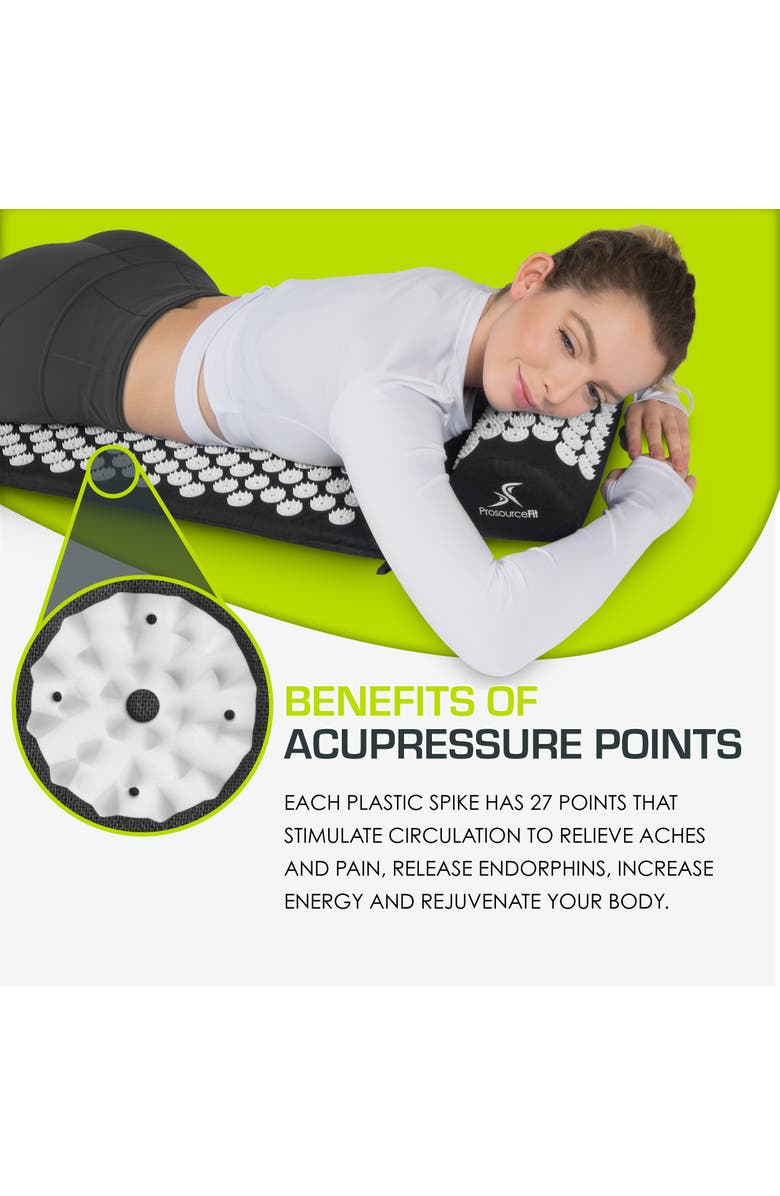 ProsourceFit Acupressure Mat and Pillow Set, Alternate, color, Black