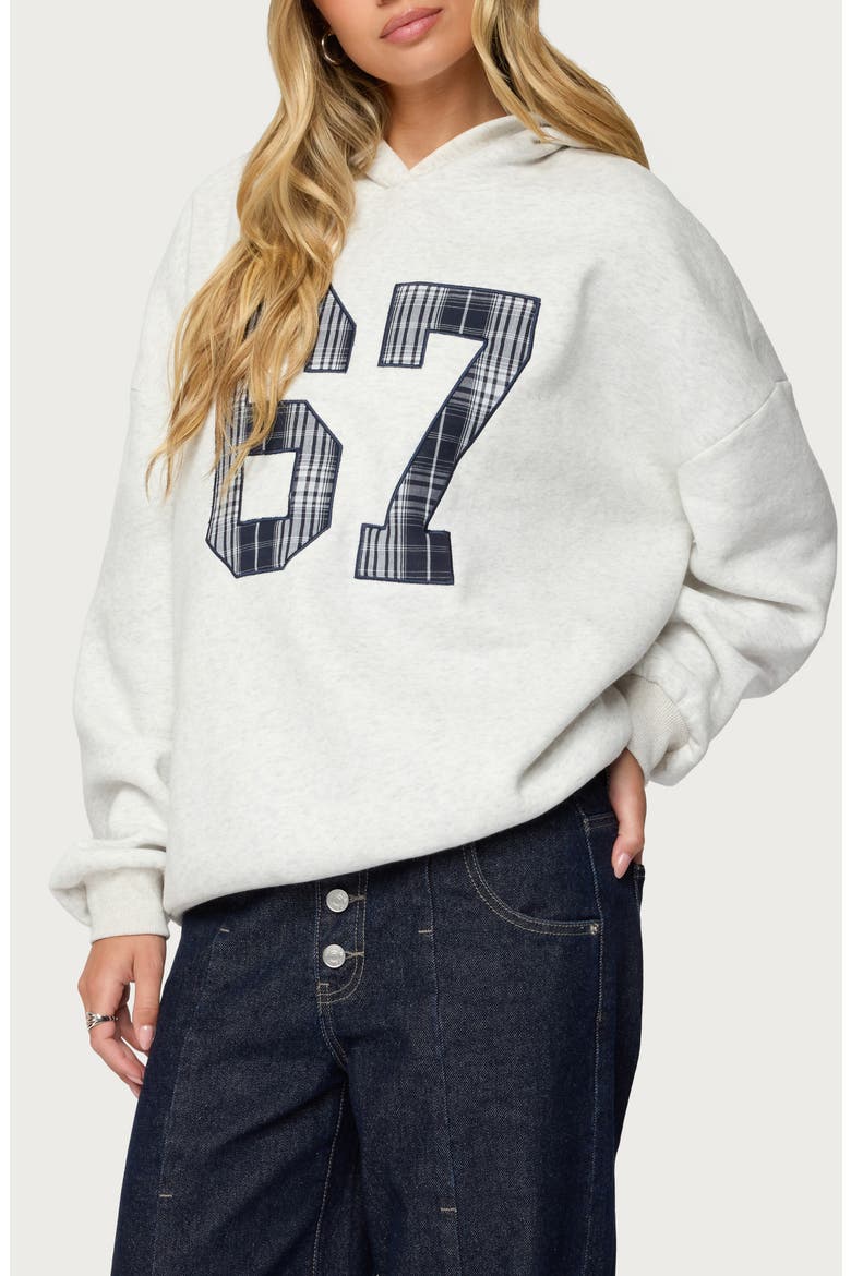 Gali Plaid 67 Oversize Hoodie, Alternate, color, GRAY-MELANGE