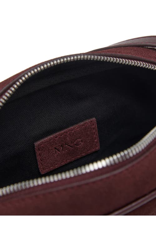 Mango Suede Shoulder Bag In Burgundy