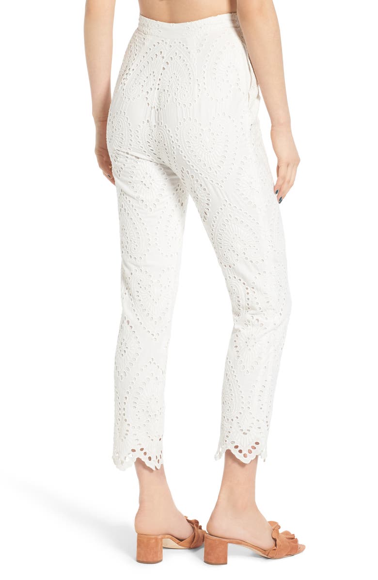 WAYF Piper High Waist Eyelet Crop Pants, Alternate, color, 