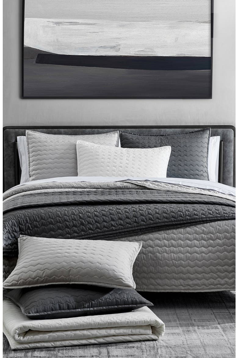 Herringbone Sateen Quilt & Sham Set, Alternate, color, SOFT CHARCOAL