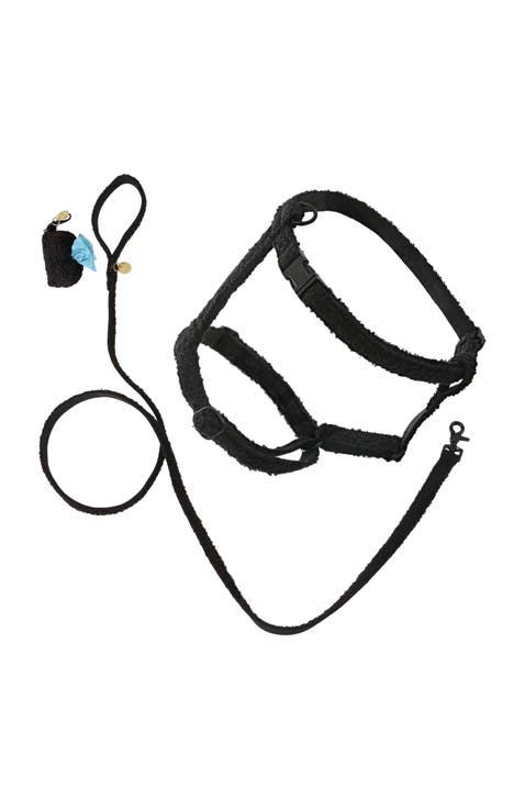 Teddy Bouclé Adjustable H Harness and Leash Walk Set with Poop Bag Pouch