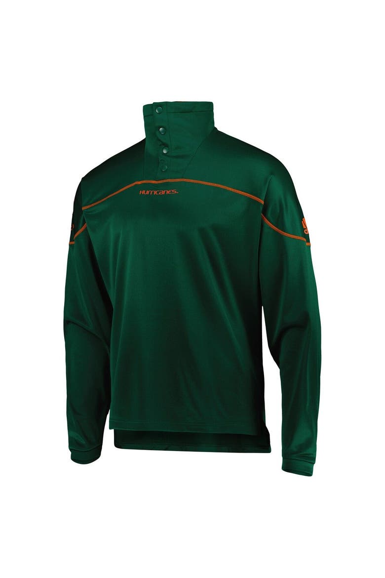 Men's adidas Green Miami Hurricanes AEROREADY Knit Quarter-Snap Jacket, Alternate, color, Green