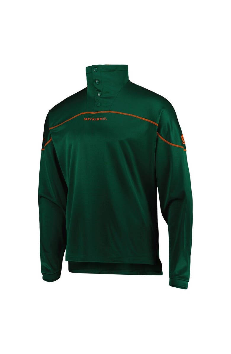 adidas Men's adidas Green Miami Hurricanes AEROREADY Knit Quarter-Snap Jacket, Alternate, color, Green