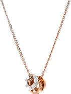 Pre-Owned Cartier Love 3 Ring Pendant Necklace 18K Rose Gold and 18K White Gold with 6 Diamonds
