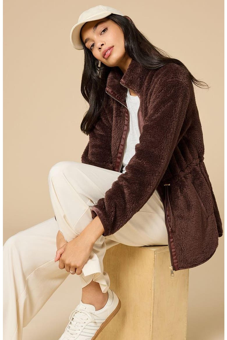 DreamPlush Two Way Zip Jacket, Alternate, color, Espresso