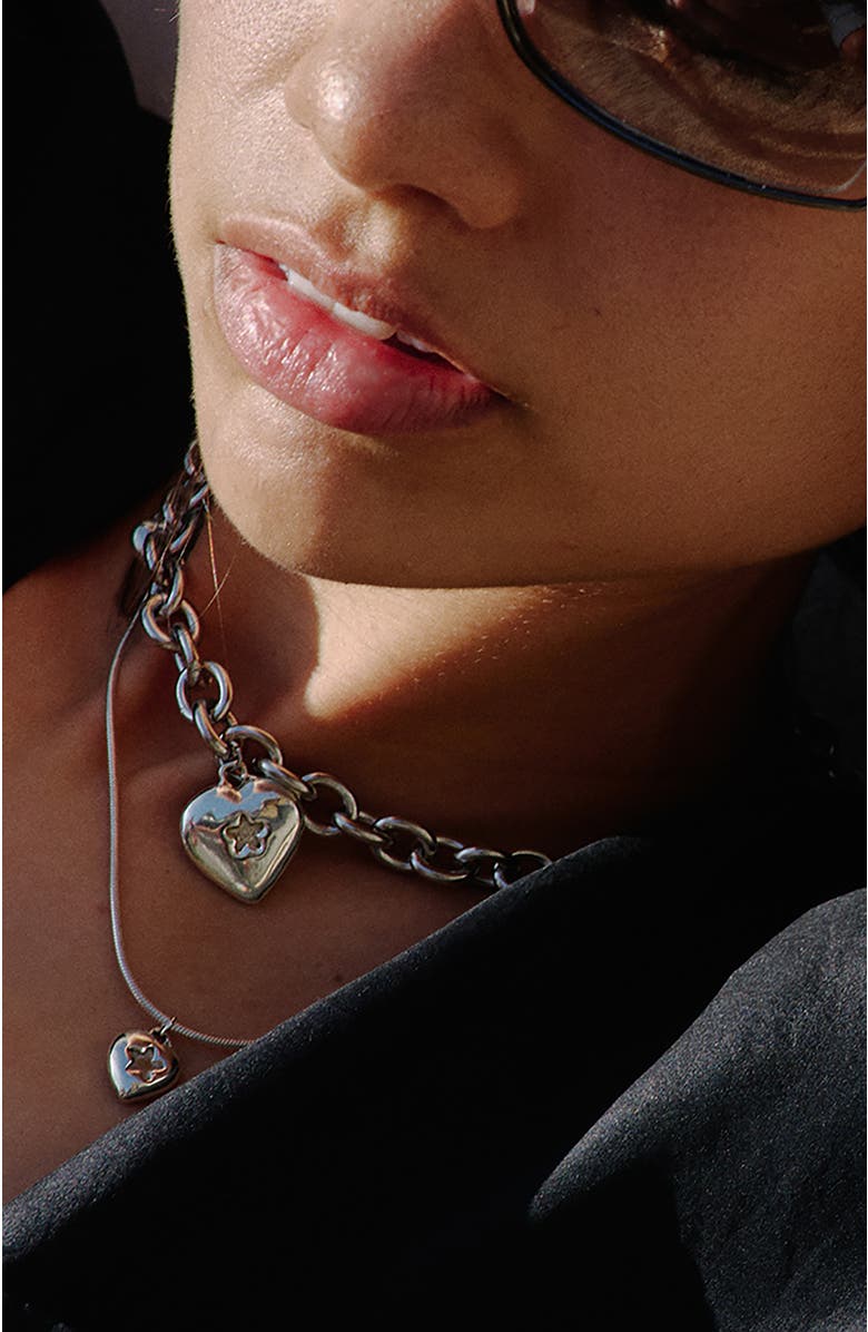 Rimor Jewelry Mini Star Heart Snake Chain, Alternate, color, Silver