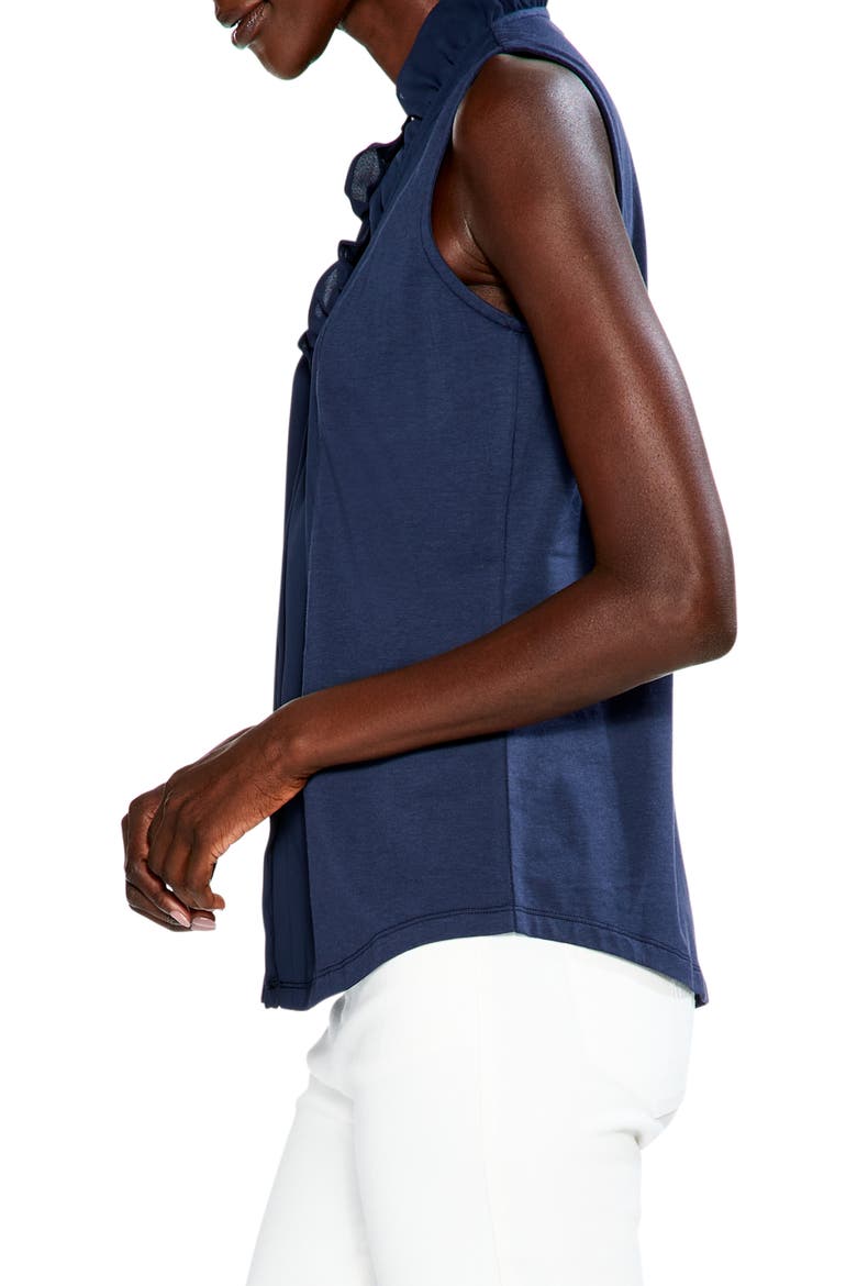 Ruffled Around Mixed Media Sleeveless Top, Alternate, color, DARK INDIGO