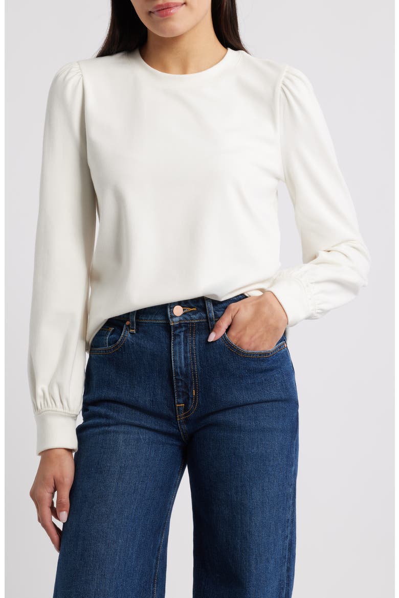 Blouson Sleeve Top, Main, color, IVORY PRISTINE