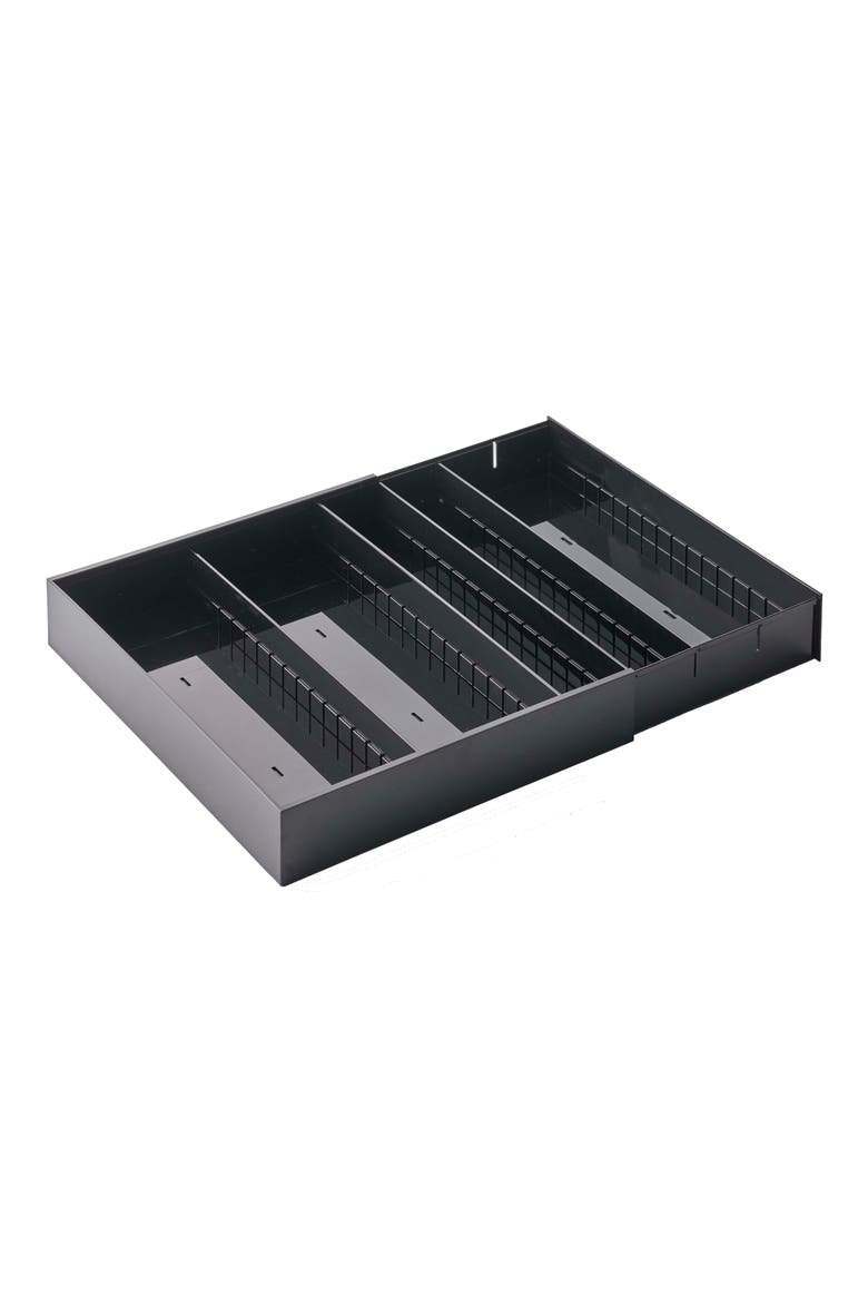 Expandable Cutlery Organizer, Main, color, BLACK
