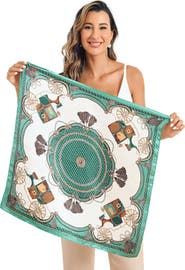 SILKSILKY Pure Silk Printed Square Scarf