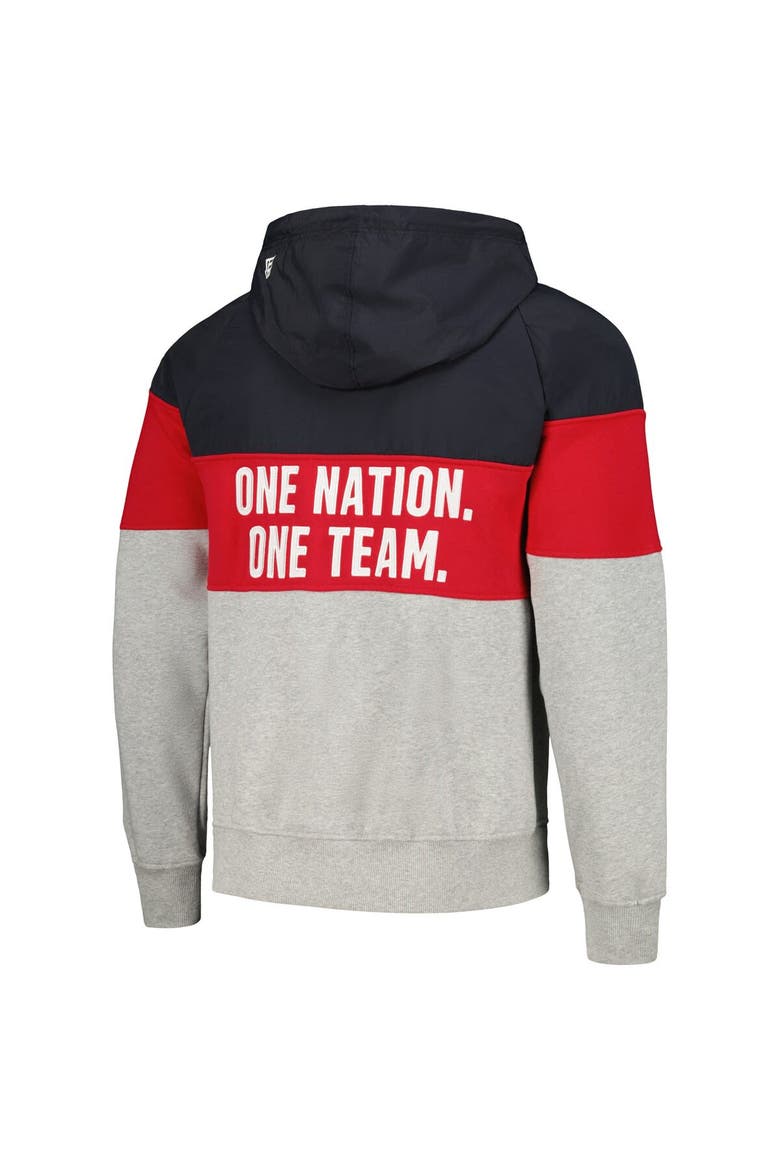 Men's 5th & Ocean by New Era Navy/Gray USMNT Raglan Quarter-Zip Hoodie, Alternate, color, Navy
