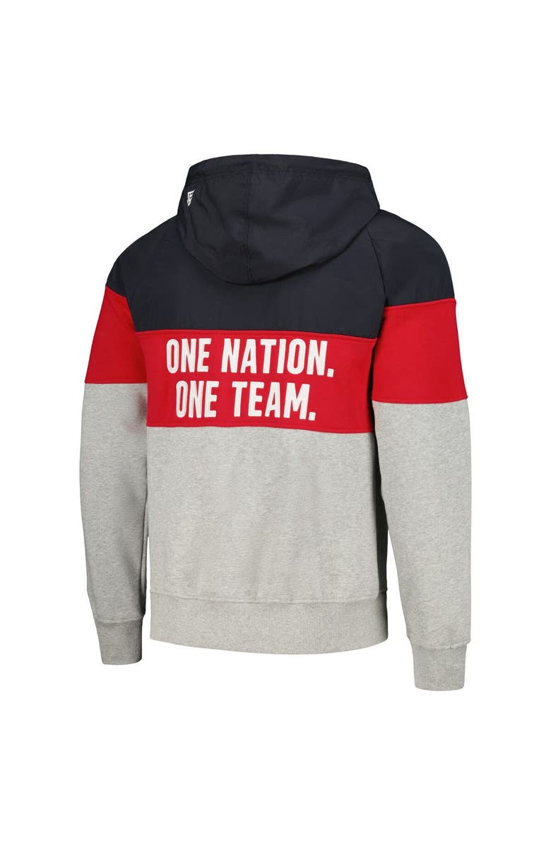 5TH AND OCEAN BY NEW ERA Men's 5th & Ocean by New Era Navy/Gray USMNT Raglan Quarter-Zip Hoodie, Alternate, color, Navy