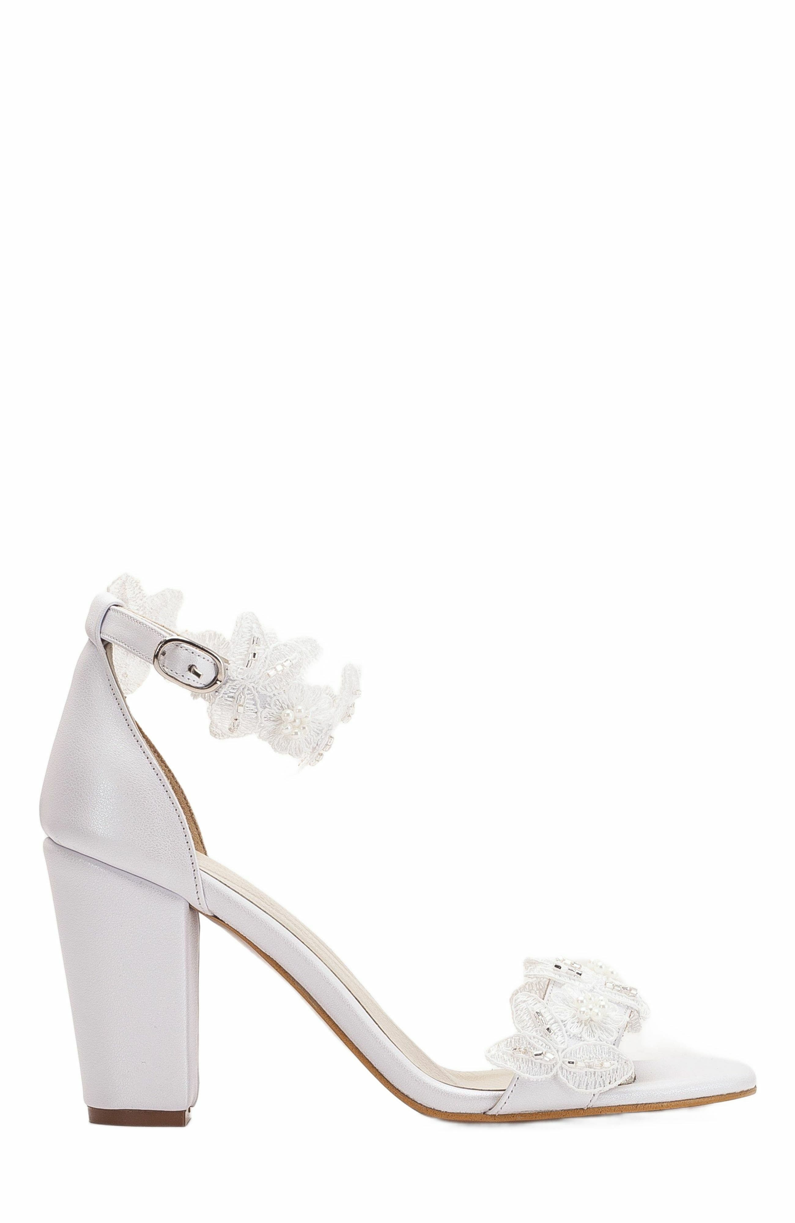 Forever 
Always Shoes Vivian Lace Bridal Leather Sandals, Alternate, color, Ivory Leather