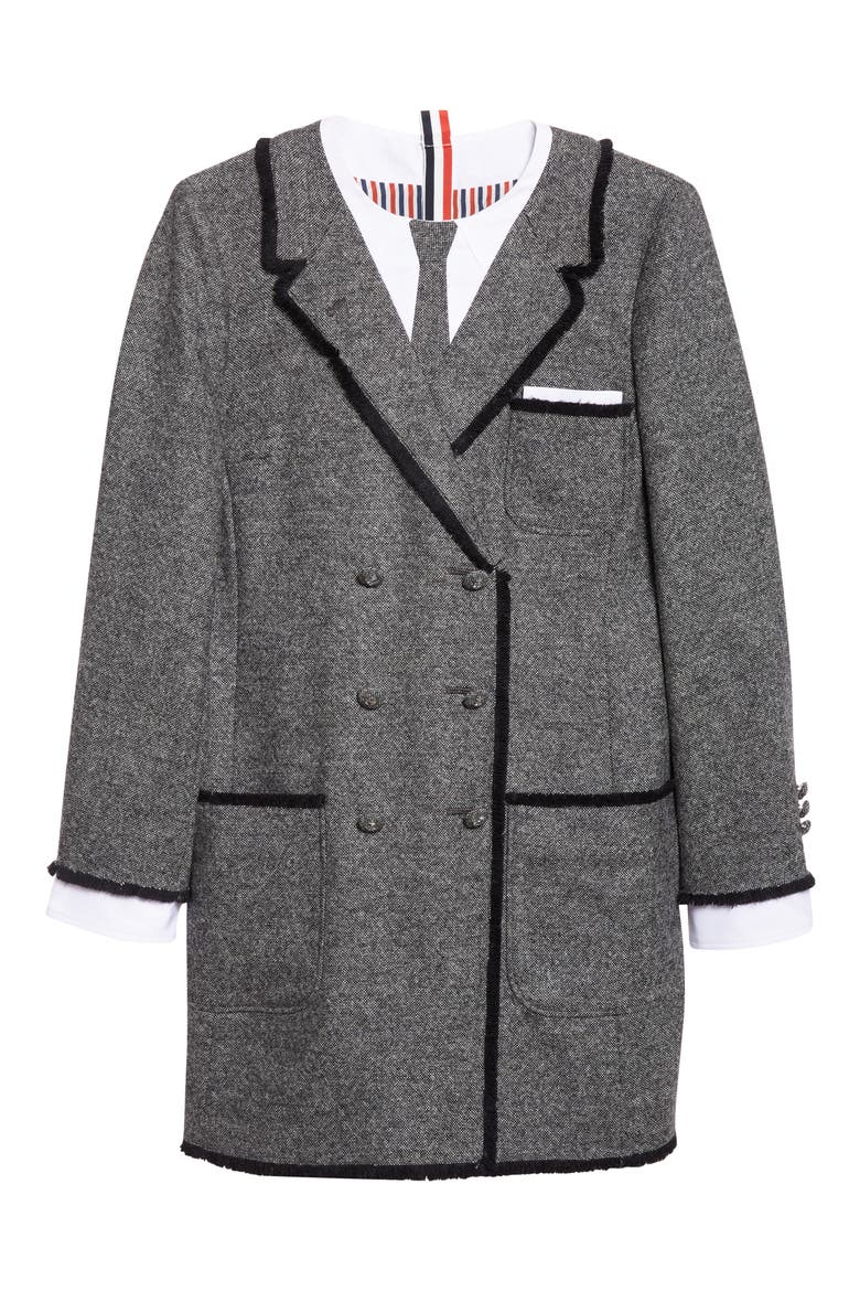 Donegal Long Sleeve Wool Dress, Alternate, color, BLACK/ WHITE
