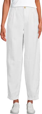 Lands' End Linen High Rise Pleated Barrel Leg Pants