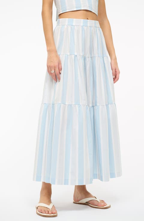Sea Stripe Tiered Maxi Skirt