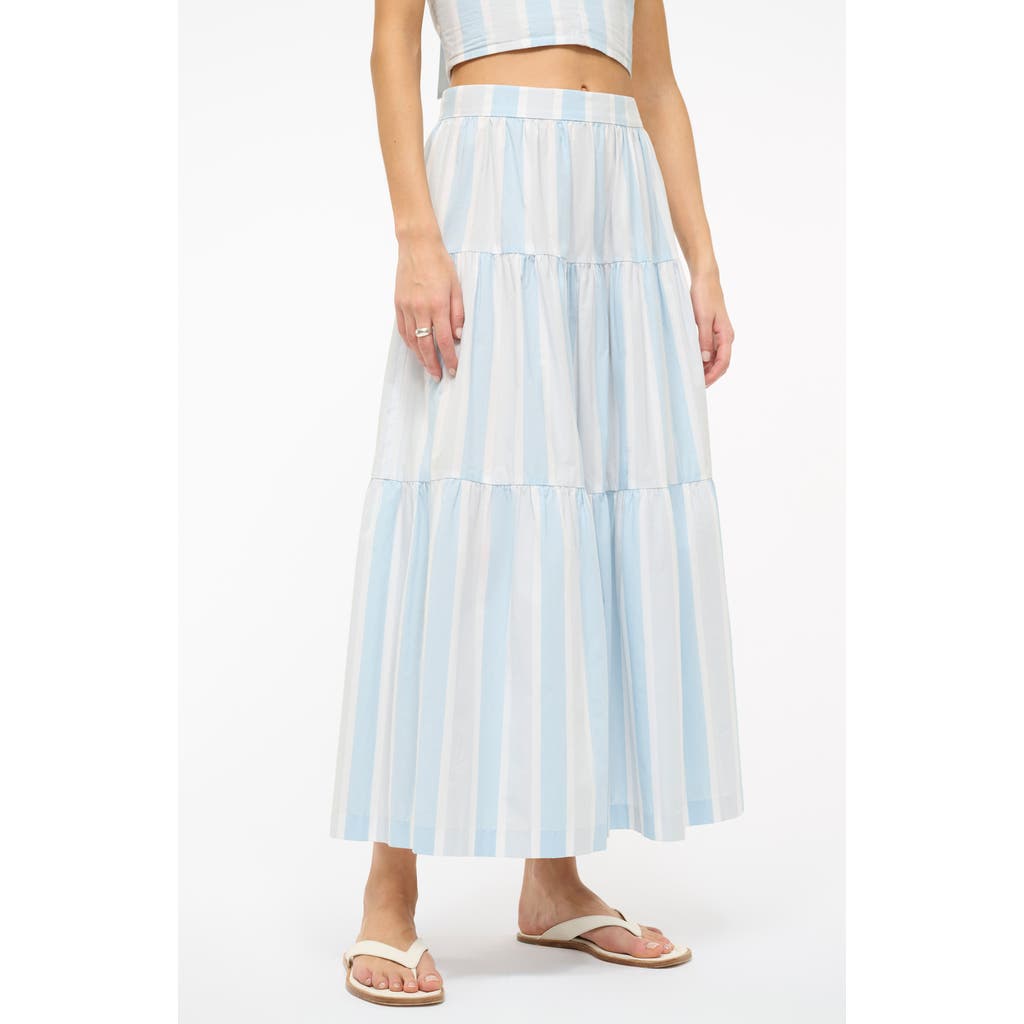 Staud Sea Stripe Tiered Maxi Skirt In Adriatic Stripe