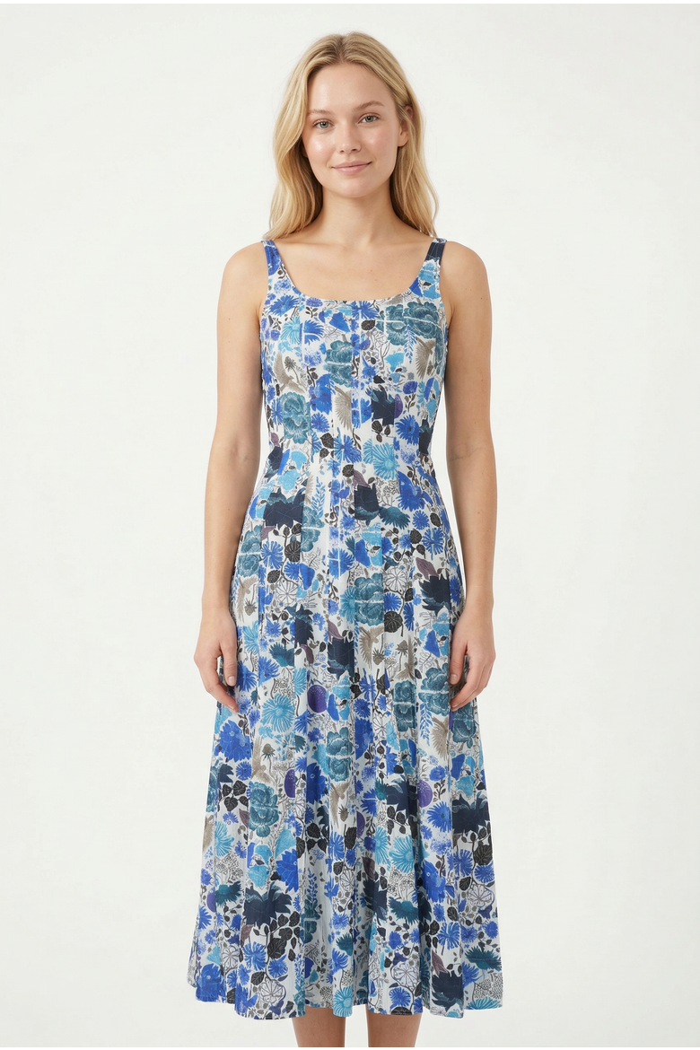 Camillie Midi Dress, Main, color, Blue Heran